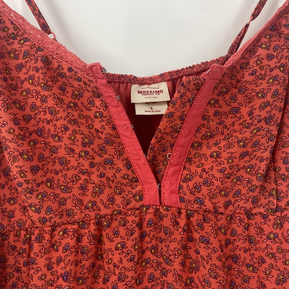 Mossimo Supply Company rust color ditzy print tiered boho baby doll sun dress - Picture 2 of 16